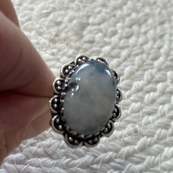 Beautiful RAINBOW MOONSTONE Handmade Sterling 925 Ring Size 8.25 #845D - Picture 1 of 3